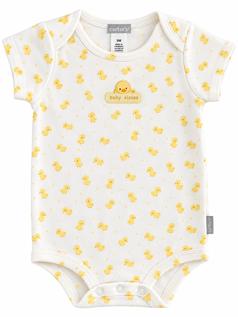 Vintage Carter’s Baby Kisses Yellow Duck Print Bodysuit 9M